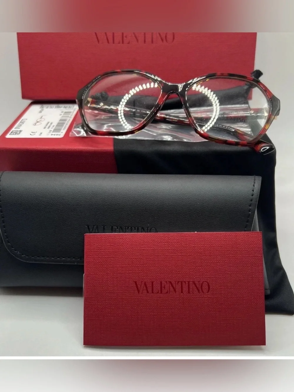 Valentino VA3073 5194 Eyeglass Frames Red Havana Black NEW In Box